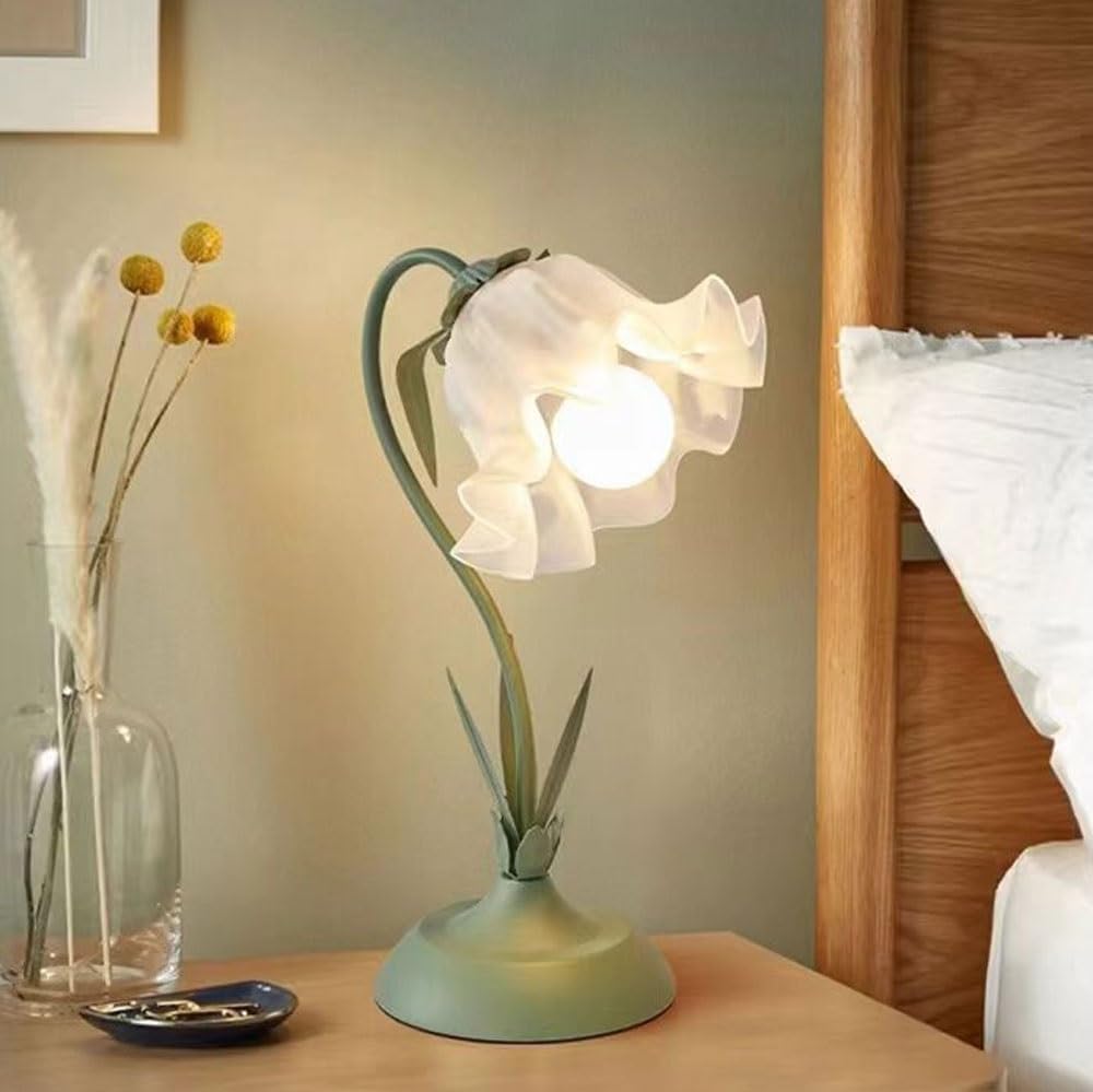 FUHAI-666 Lampe de table Lampe de bureau, chambre à coucher, chevet, décoration d'intérieur, table nuit fleurs Green