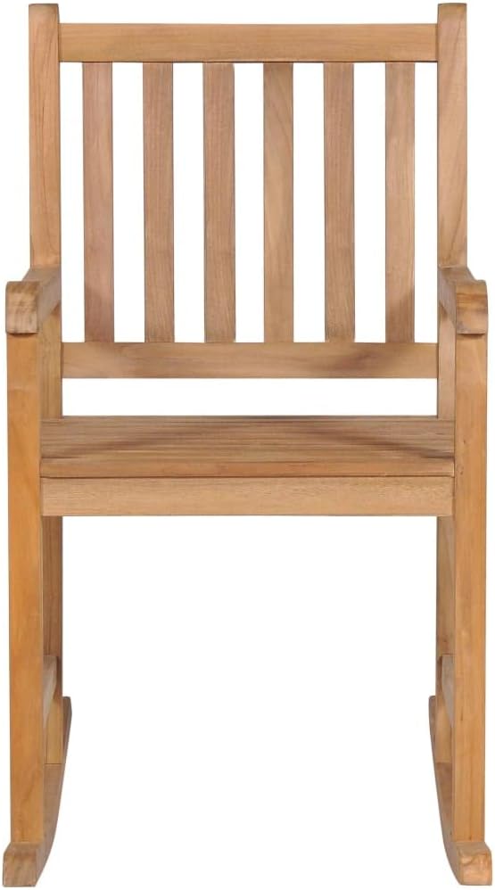 Makastle Fauteuil à Bascule Rocking Chair intérieur extérieur, Chaise Berçante à Balcon Jardin, Chaise a Bascule Fauteuil, avec Coussin Vert Bois de Teck Solide