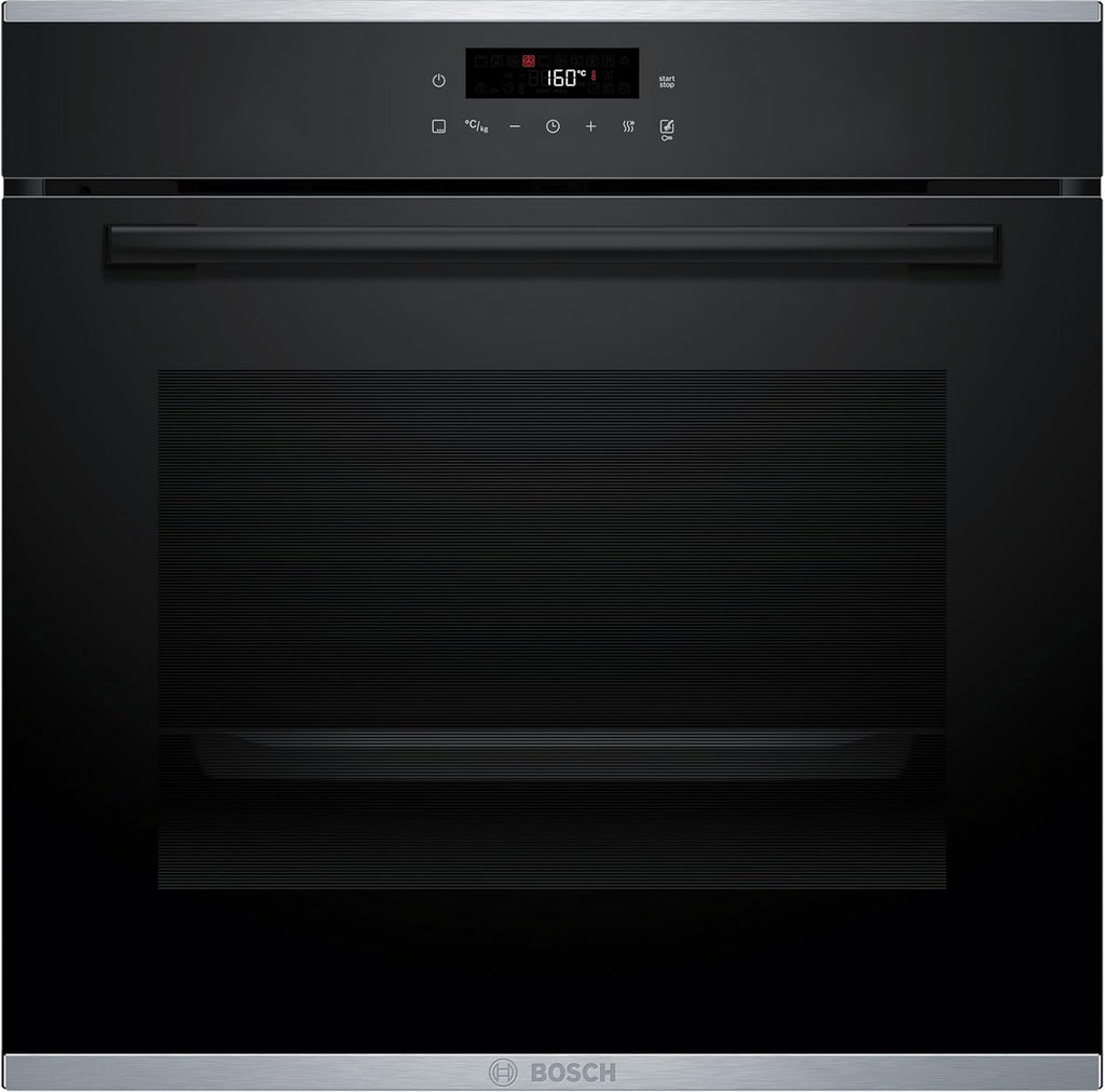 Bosch HBA272BB3 Série 4 Four encastrable 60 x 60 cm Pyrolyse auto-nettoyage LED Touch Control 3D Air chaud 10 programmes automatiques Aide au nettoyage hydrolytique Chauffage rapide Noir