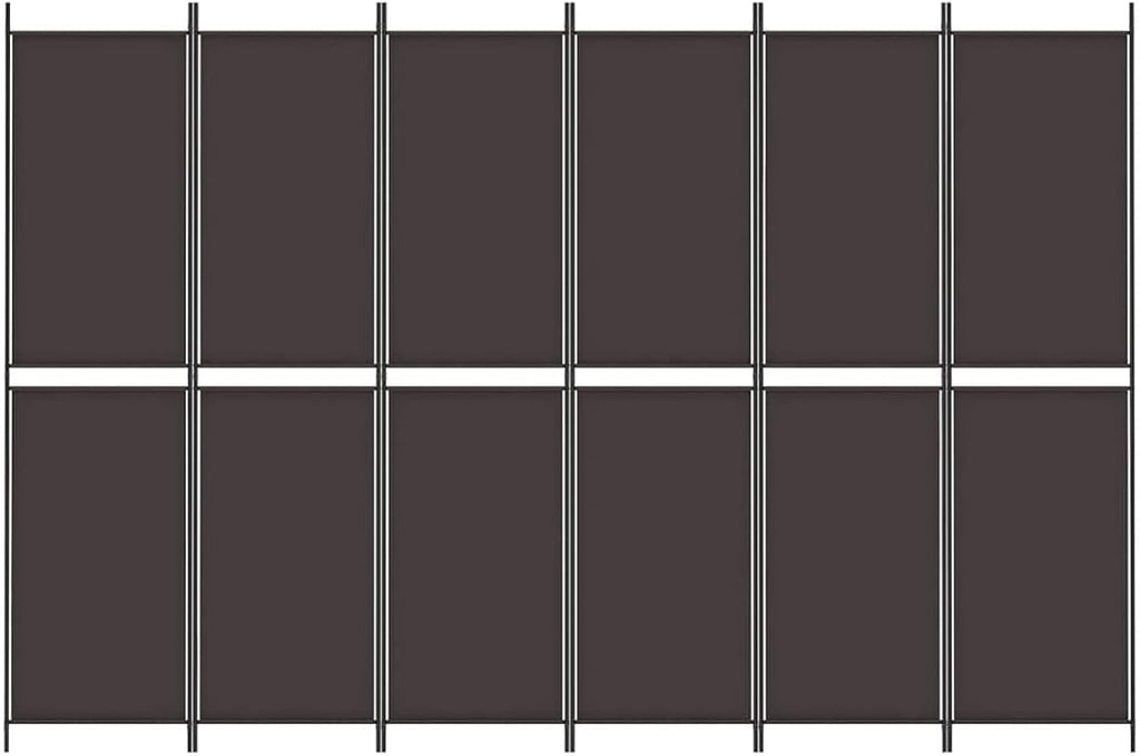 Paravent 6 panneaux marron 300 x 200 cm pour intérieur ou extérieur avec pieds - Cloison polyvalente pour bureau, salon, chambre à coucher - Design élégant en tissu