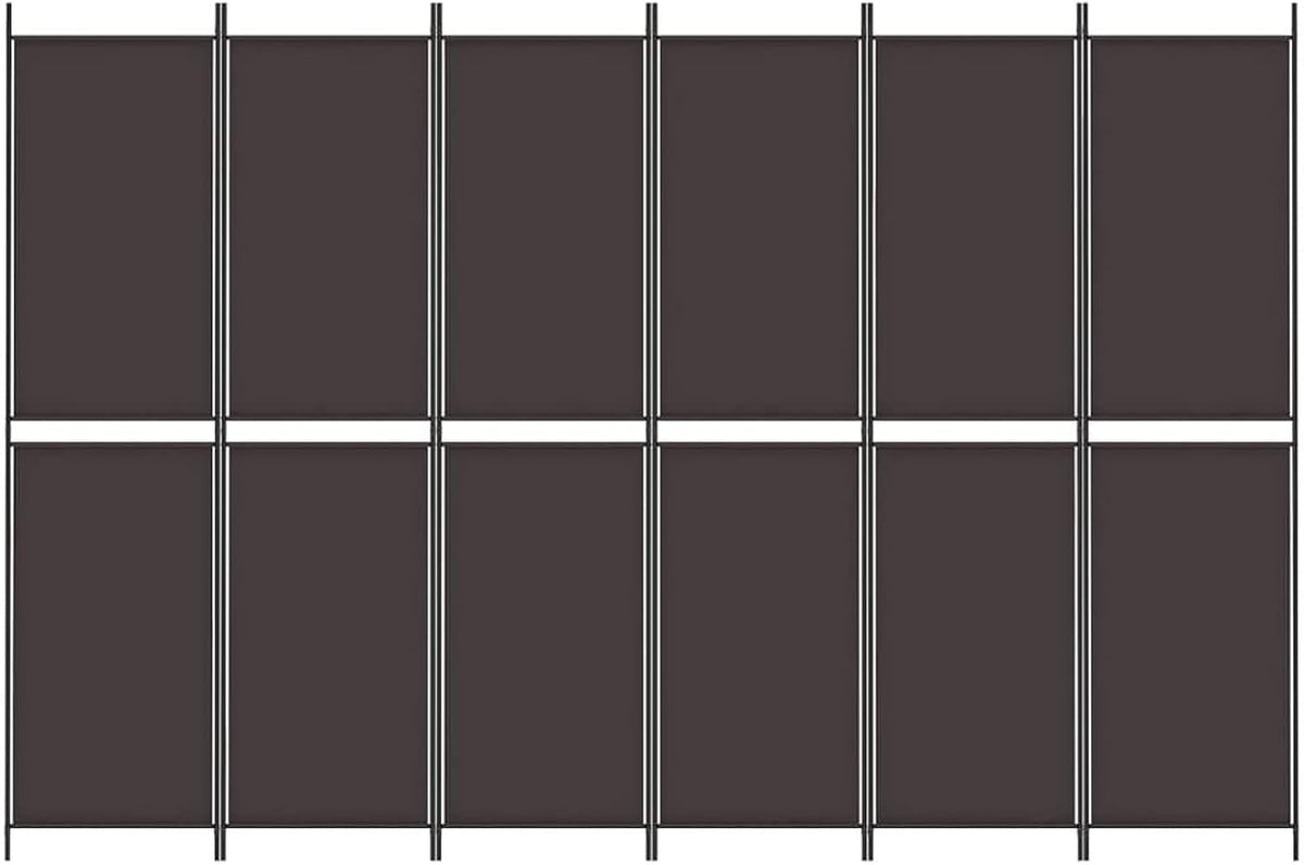 Paravent 6 panneaux marron 300 x 200 cm pour intérieur ou extérieur avec pieds - Cloison polyvalente pour bureau, salon, chambre à coucher - Design élégant en tissu