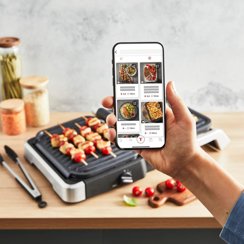 Tefal Optigrill 4 en 1, Grill intelligent, fonctions bbq, Four et repas complet, 9 programmes, Mode manuel, Ouverture 180°, 4 personnes, GC776D10