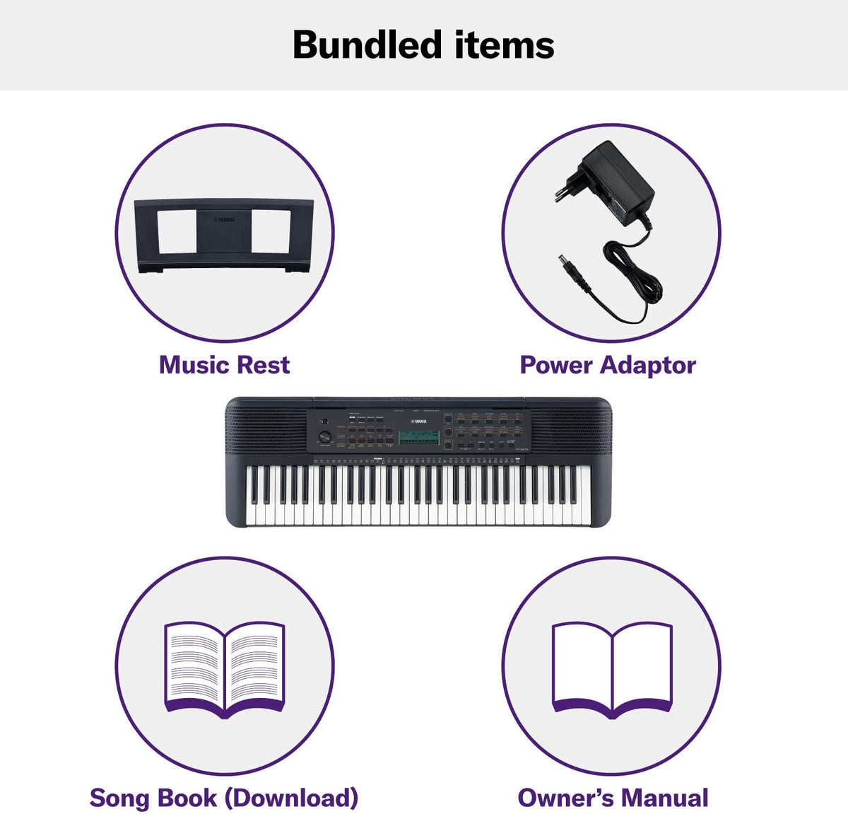 Yamaha PSR-E273 Clavier arrangeur – Instrument de musique à 61 touches dynamiques, incluant un Bon Cadeau pour 2 Leçons en Ligne avec la Yamaha Music School, en Noir