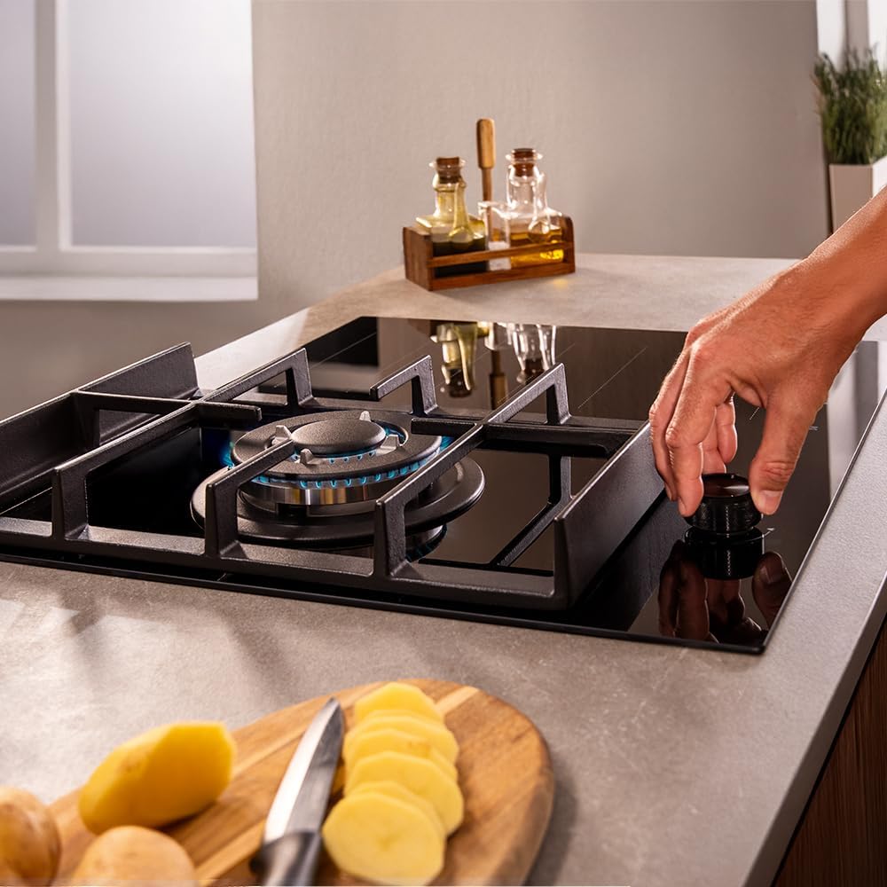 Cecotec Plaque de Cuisson à Induction et à Gaz Bolero Squad Gi 3500 Hybrid Fullflex, 3,4 Kw, 9 Vitesses, Fonctions Booster,Maintien au Chaud et Stop&Go, Zone Fullflex, Système de Sécurité des Valves