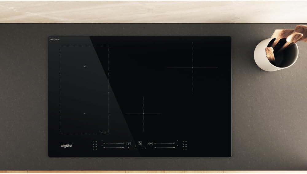 Plaque de cuisson induction 4 feux largeur 77 cm vitrocéramique technologie FlexiCook couleur Ner