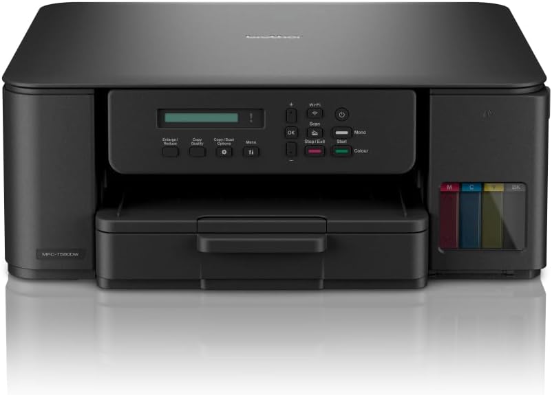 Brother DCP-T580 Imprimante Multifonction Jet d'encre 3 en 1 (Impression, Copie, Scan), Format Tank à Réservoir d'encre, Simple et économique
