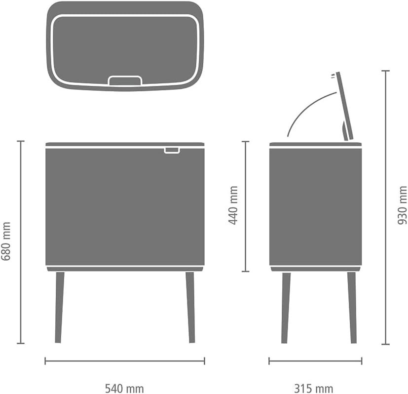 Brabantia - Bo Touch Bin 36L - Grande Poubelle pour la Cuisine - Ouverture Soft-Touch - Seau Intérieur Amovible - Antidérapant - Recyclage Facile - ses Sacs Inclus - Soft Beige - 54 x 31 x 68 cm