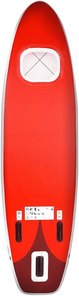 vidaXL Ensemble de Planche Sup Gonflable Planche à Ramer Planche de Surf Planche à Pagaie Kit de Réparation Extérieur Rouge 360x81x10 cm