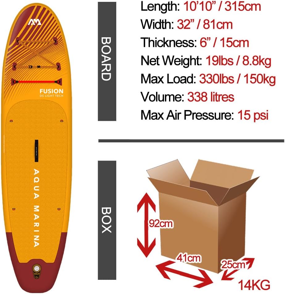 Aqua Marina Fusion Planche à pagaie Gonflable iSUP 330 cm de Long