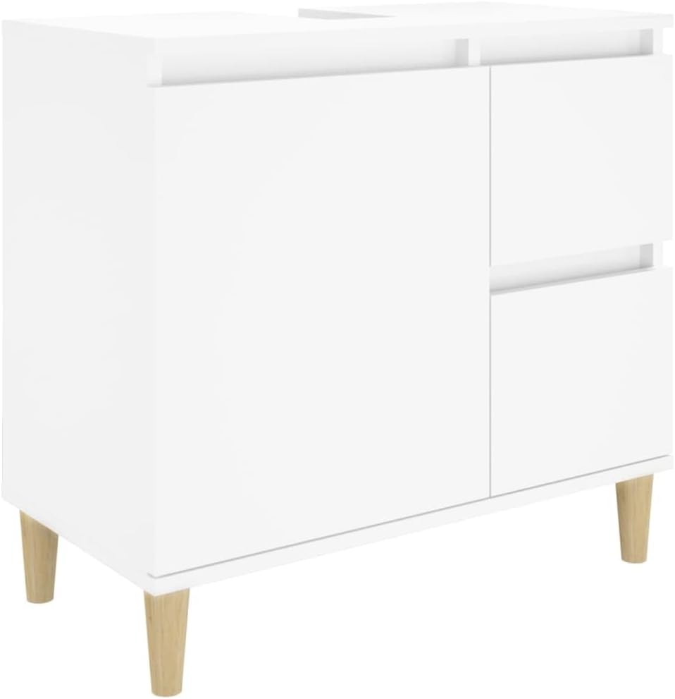 vidaXL Ensemble d'Armoires Salle de Bain 3 pcs, Armoires d'Evier avec Rangement, Meuble de Lavabo Toilette, Scandinave, Blanc Bois d'Ingénierie