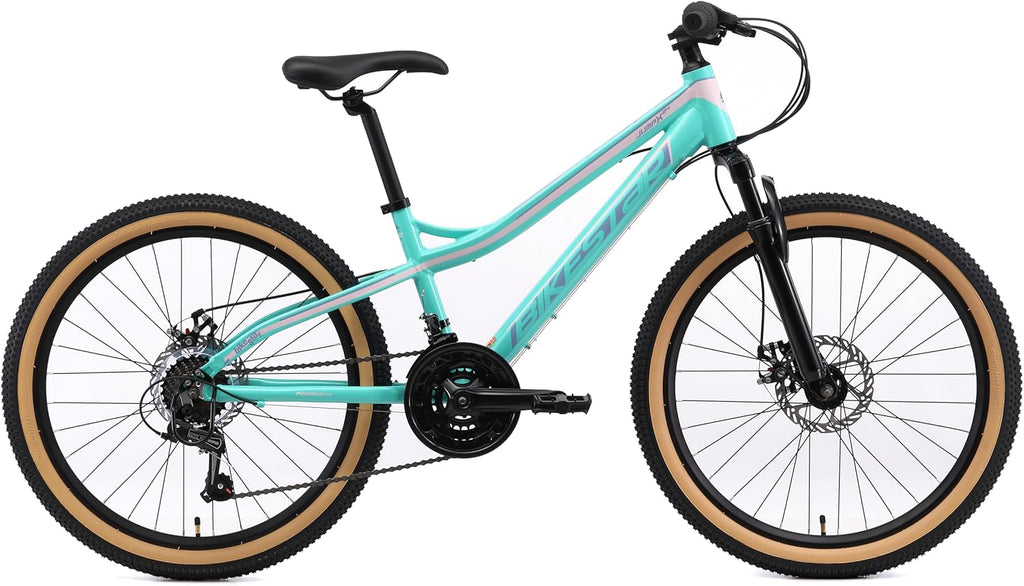 BIKESTAR VTT Vélo Tout Terrain pour Enfants de 10-13 Ans | Bicyclette 24 Pouces 21 Vitesses Shimano, Hardtail, Freins Disc, Suspension