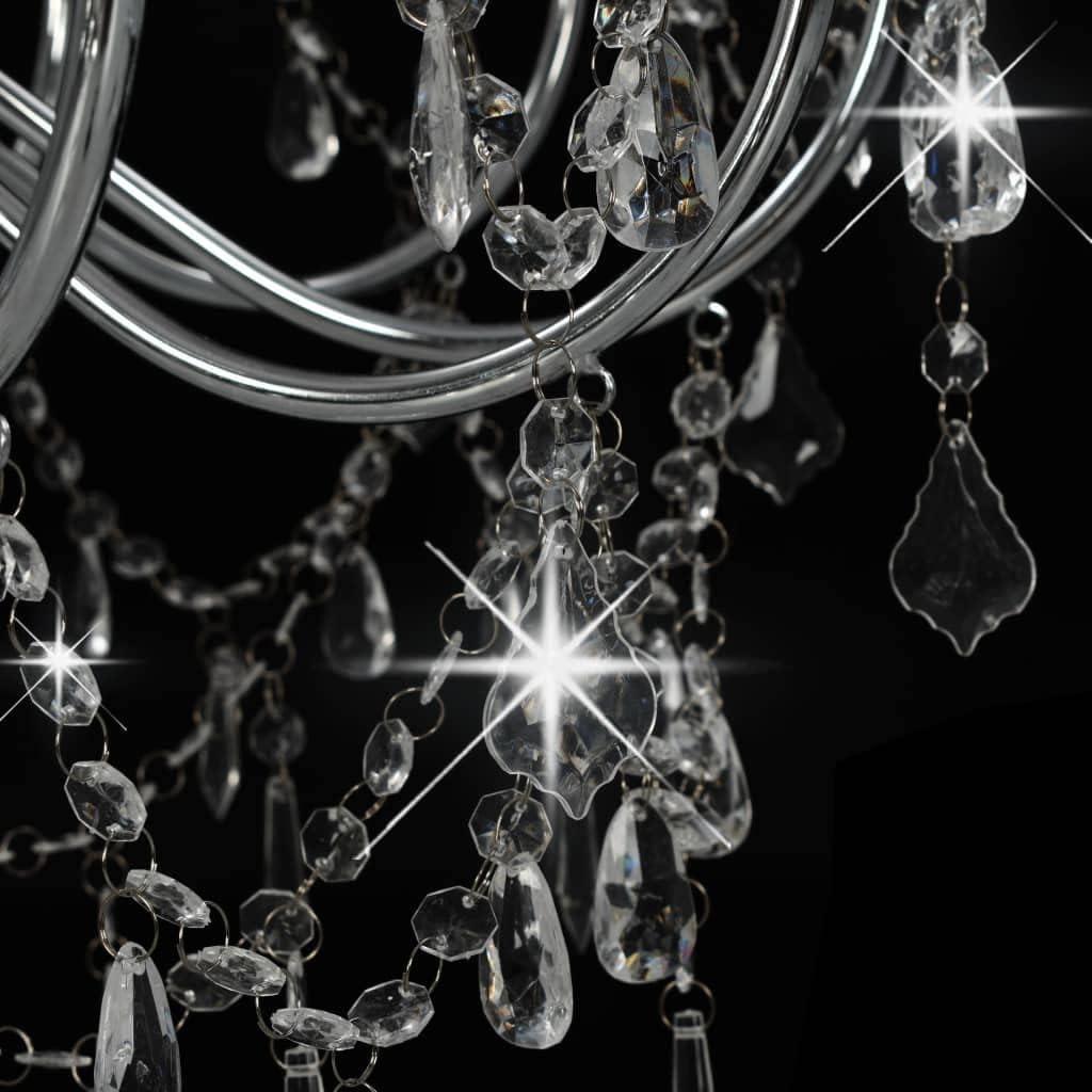 vidaXL Lustre avec Perles Lampe Suspendue Lustre Luminaire Eclairage Intérieur Salon Salle de Séjour Chambre à Coucher Maison Argenté