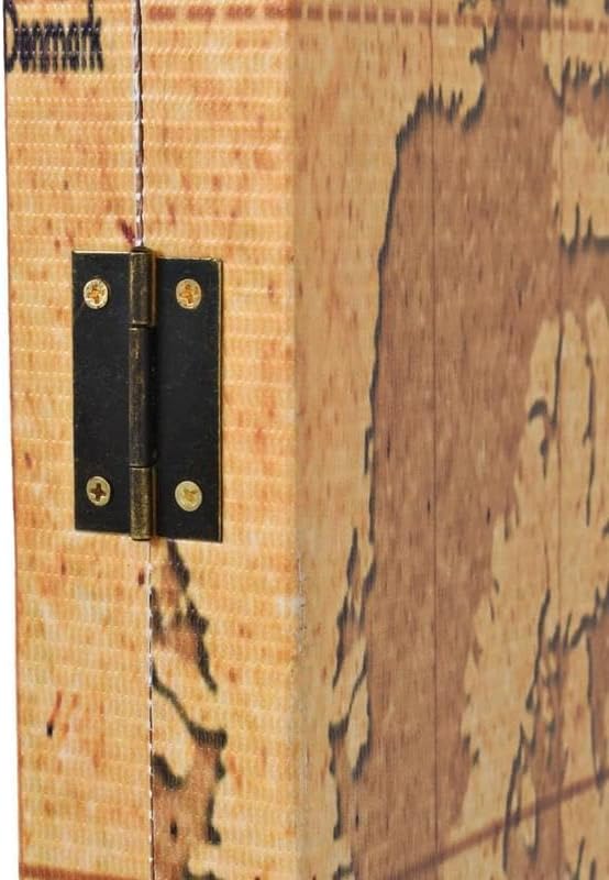 Paravent pliable 160 x 170 cm – Design carte du monde, cadre en bois de sapin massif et couverture en toile – Peu encombrant et stable pour le salon, le bureau ou la chambre à coucher