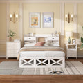 I0I&I0I Ensemble de chambre complète, design moderne, lit en bois, table de chevet et commode, 140 x 200 cm, lit double, fonction de rangement, table de chevet avec 2 tiroirs et 1 compartiment, blanc
