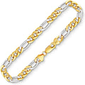 EDELIND Bracelet Chaîne Figaro 5,7 mm en Or Blanc et Jaune Bicolore 585 333 750 - Bijoux pour Homme avec Fermoir Mousqueton