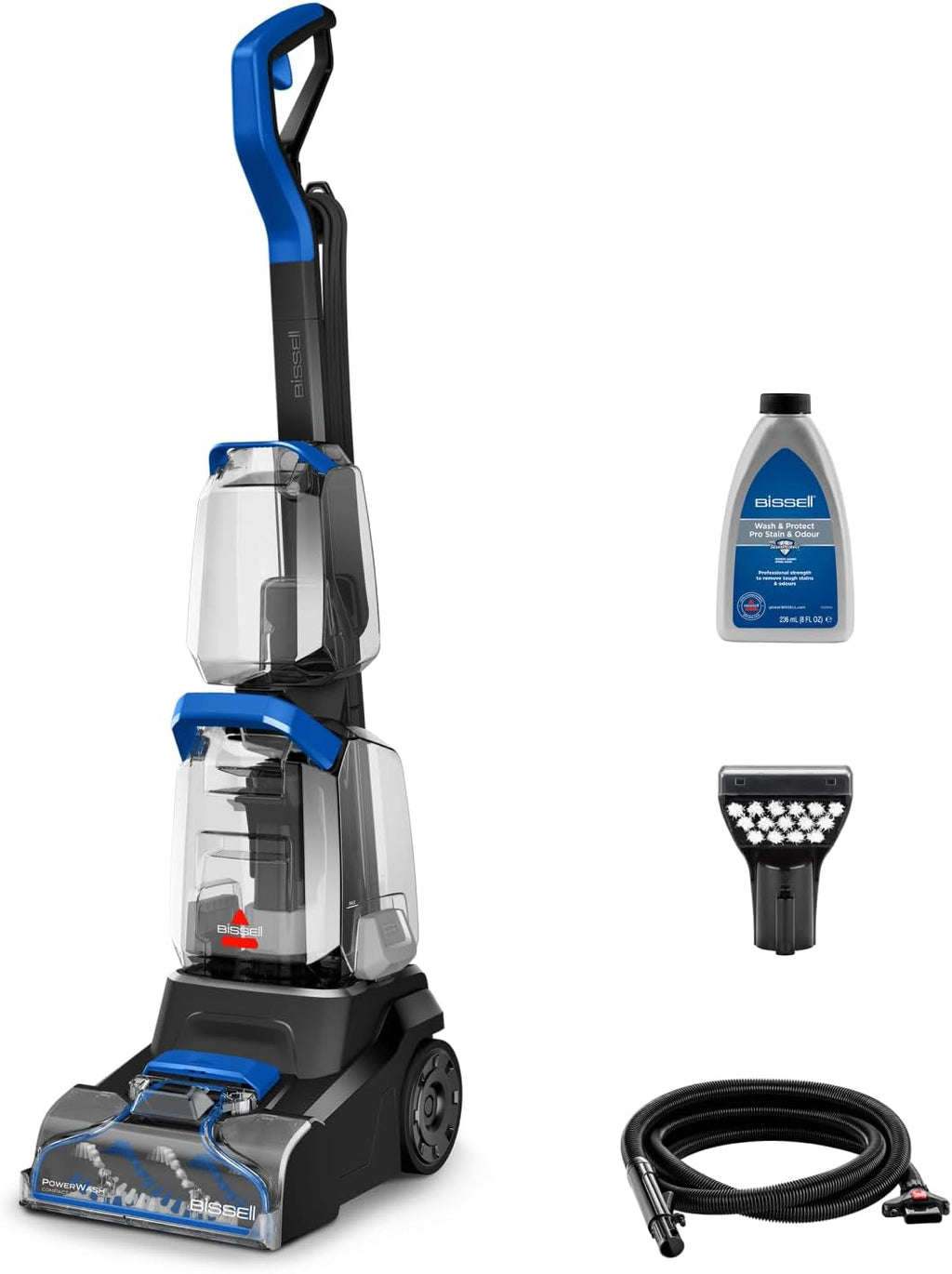 BISSELL PowerWash Compact Pet, Shampouineuse pour Taches et Odeurs d’Animaux, Nettoyeur Canapé Tissu Multisurfaces, Nettoyeur de Tapis, Moquette et Tapisserie, 600W, Portable, Filaire, 4058N