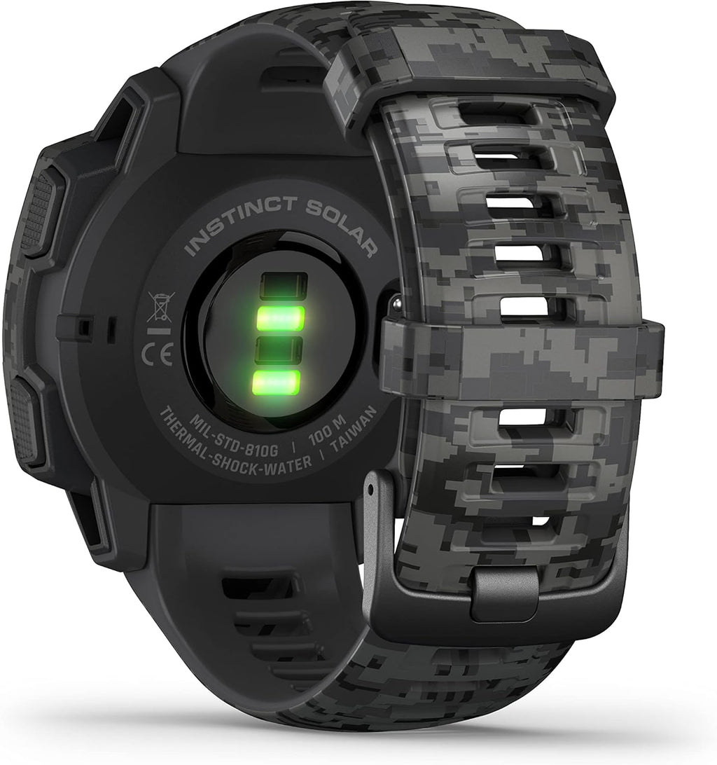 Instinct Solar Camo Edition - Montre GPS de Plein air Robuste avec Chargement à l'énergie Solaire - Noir