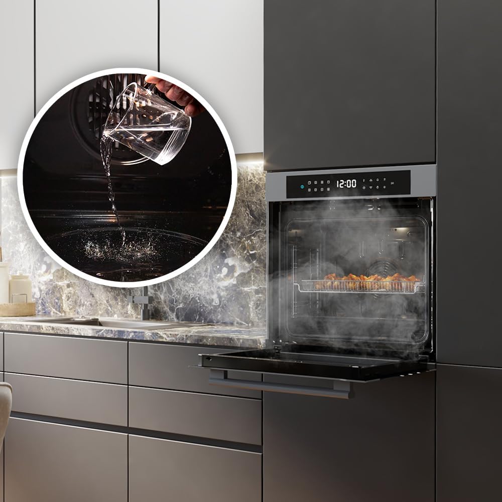 Cecotec Four encastrable Pyrolytique 60cm Bolero Hexa P506000 Matt A+. 3400W, Capacité de 81L, 11 Fonctions avec Airfryer Master, Pizza Master, 3D Cooking, Steam Base X2, Pyrolyse