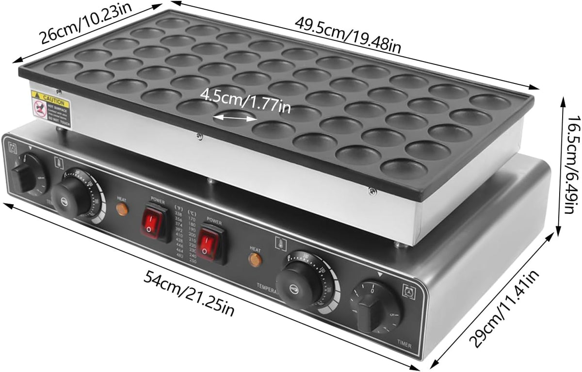 Machine à gaufres commerciale 220 V 1700 W - Minuterie - Plaques antiadhésives - Minuterie réglable - Voyant lumineux