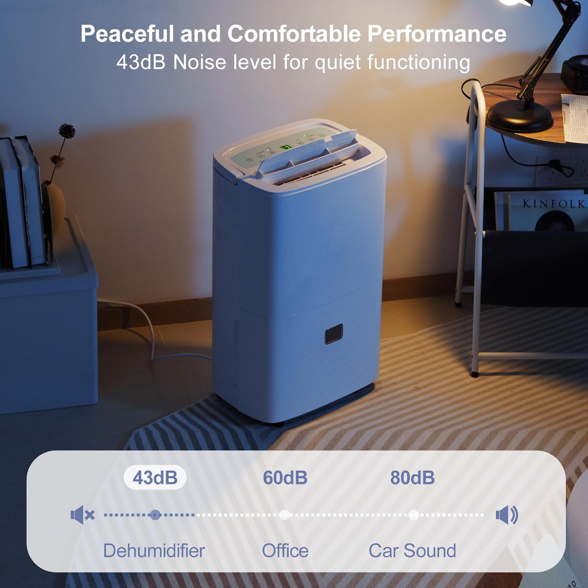 Deshumidificateur d’Air Électrique 90L/Jour Anti-Moisissures avec Pompe Relevage 5m - Silencieux 43dB pour Cave, Chambre, Salle de Bain 240m² | Réservoir 8L, Drainage Continu