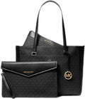 Maisie Pochette 3 en 1 pour femme avec fermeture éclair sur le dessus et bandoulière MK Signature, noir, Large