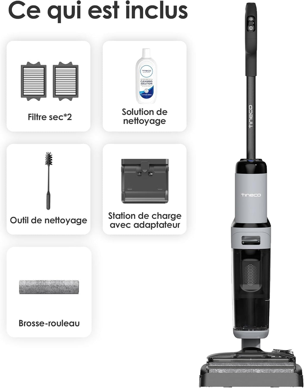 Tineco Floor One i5 Stretch Aspirateur Laveur, Aspirateur Sec et Humide, Aspiration Puissante 20 kPa, portée à Plat 180°, Nettoyage Deux Bords, 30 Min d'autonomie, Réservoirs d'eau Grande Capacité