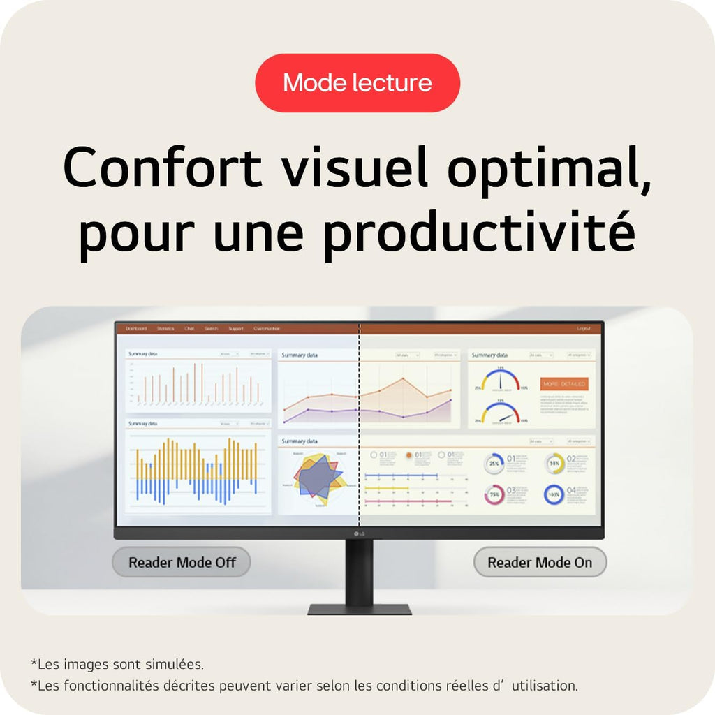 UltraWide™ 34U511A-B.AEU Ecran PC Ultra Large 34" - Dalle IPS résolution UWFHD (2560x1080), 5ms GtG 100Hz, DisplayHDR™ 400, sRGB 99% (CIE1931), inclinable, réglable en Hauteur, Mode Portrait