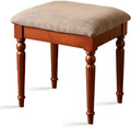 Tabouret de coiffeuse rétro élégant confortable rembourré avec pieds en bois massif Siège de coiffeuse élégant pour femme Supporte 108,9 kg Idéal pour le maquillage et le toilettage Pieds marron sans