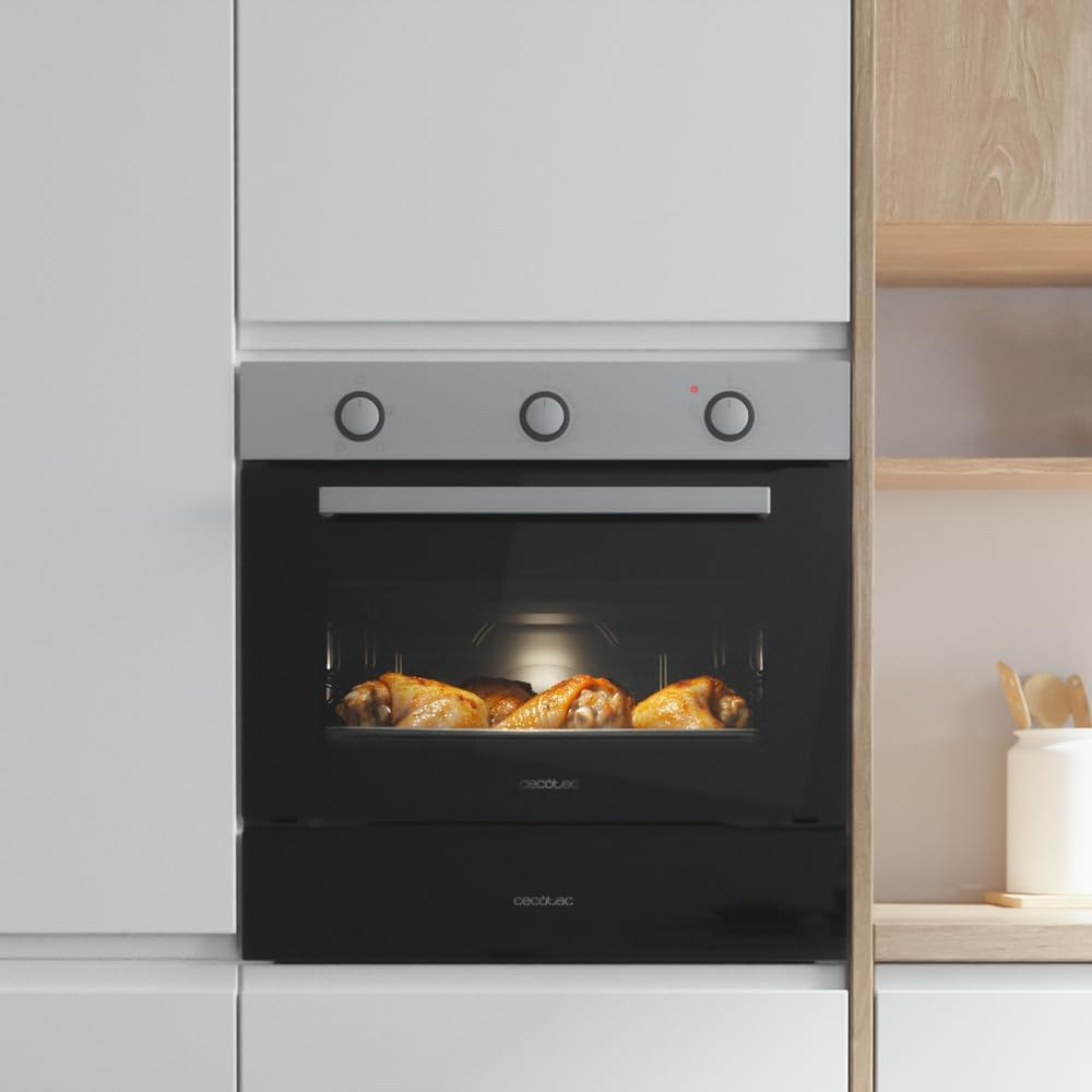 Cecotec Four Encastrable 45 cm Bolero Hexa C134500 Inox A. 2600W, Capacité de 56L, Faible Consommation, 4 Fonctions, Minuterie, Nettoyage à la Vapeur, Cuisson à la Vapeur