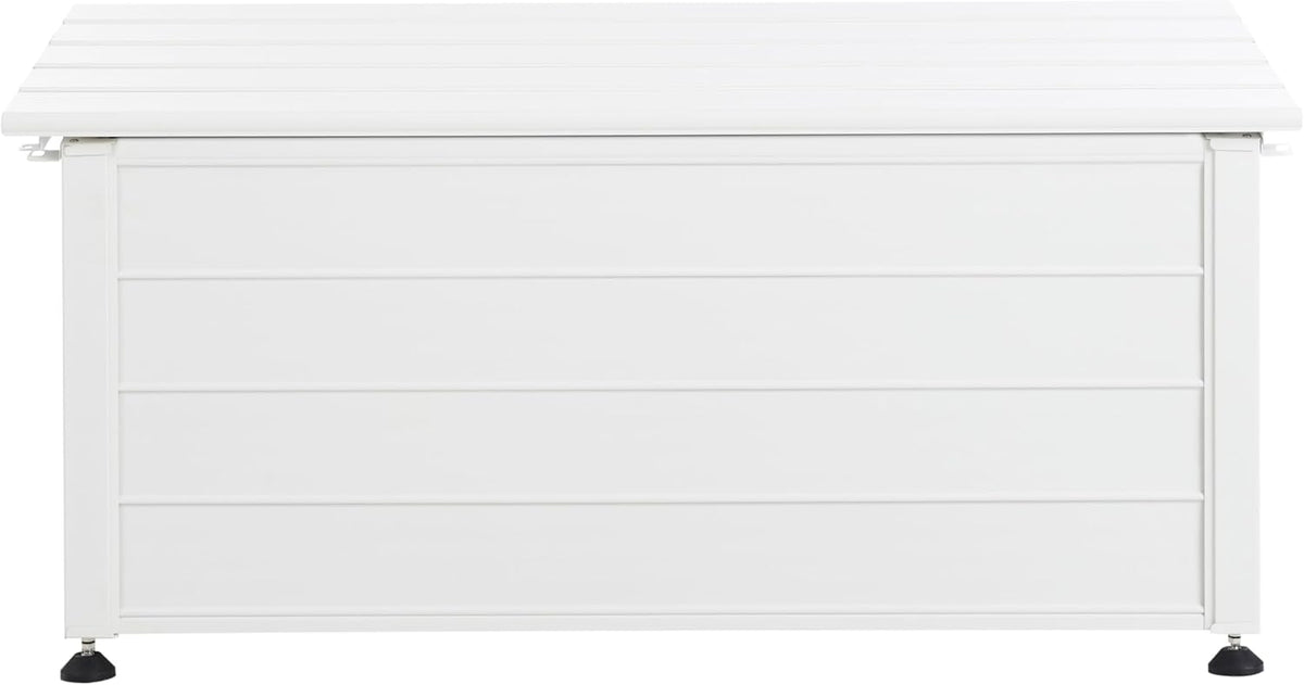 Beliani Coffre d'Extérieur de Rangement en Aluminium 113 x 50 cm Meuble de Jardin Blanc Campalto