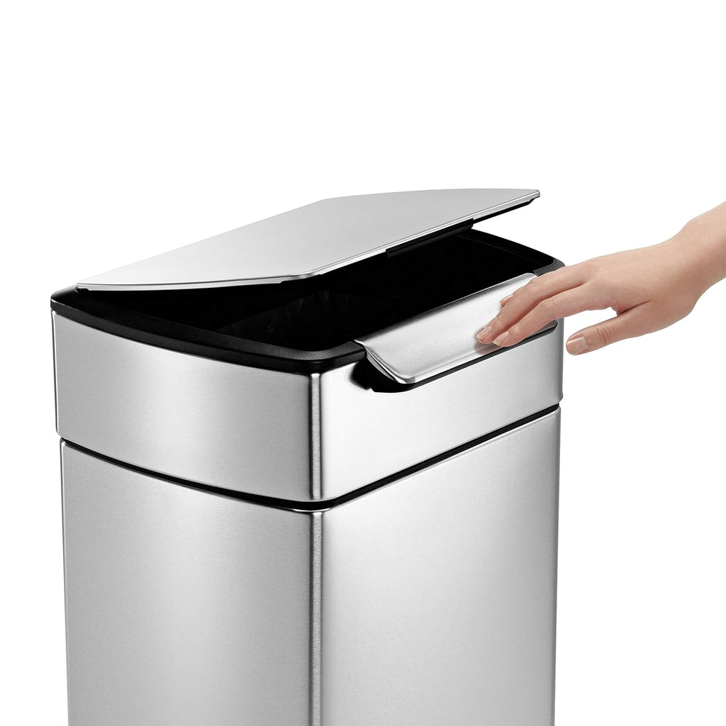 simplehuman CW2015 poubelle rectangulaire à touch-bar, poubelle de cuisine, acier inoxydable brossé, 30 litres