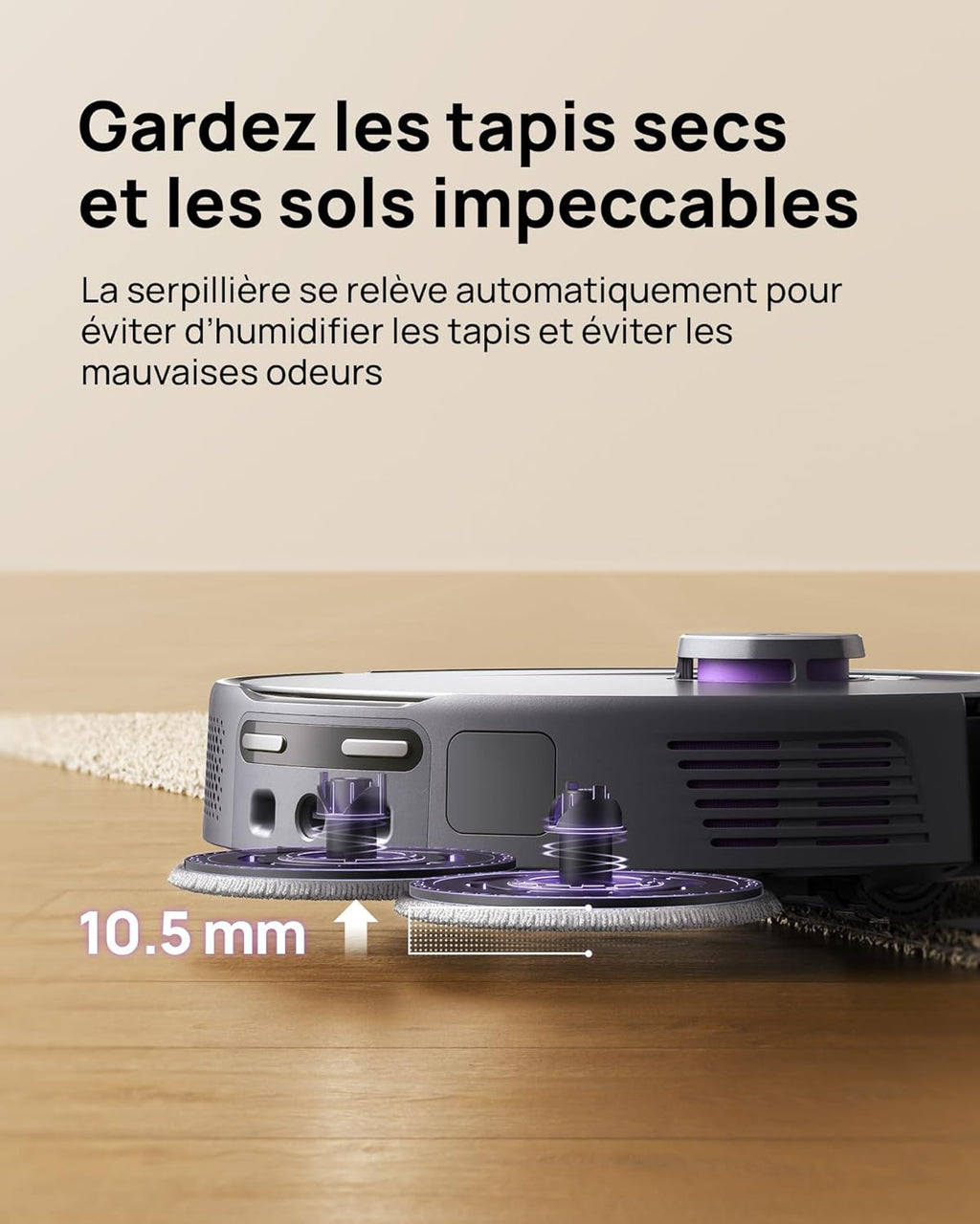 3i P10 Ultra Robot Aspirateur Laveur avec Serpillière Extensible, 18 000 Pa Aspirateur Robot, Lavage & Séchage à l’Eau Chaude, Auto Vidange & Remplissage, Evitement des Obstacles par IA