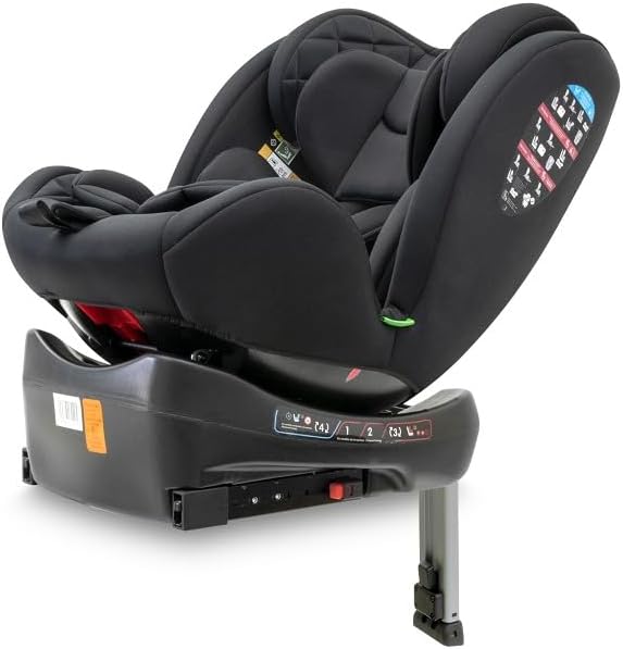 Interbaby SELLA Noir, Siège Auto Isofix Groupe 0/1/2/3-360º -iSize