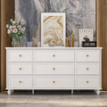 PREMTURE Commode blanche avec 9 tiroirs, commode pour salon, MDF, 160 x 40 x 80 cm, panneau MDF épais JRDE0005-3900