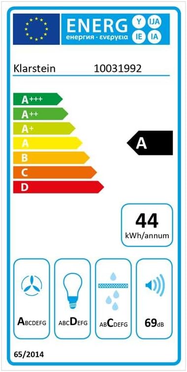 Klarstein hotte murale, hotte aspirante air vicié/recirculé, 3 niveaux, hotte cheminée avec débit d'air extrait max. : 610 m3/h, montage mural, largeur : 60 cm, noir