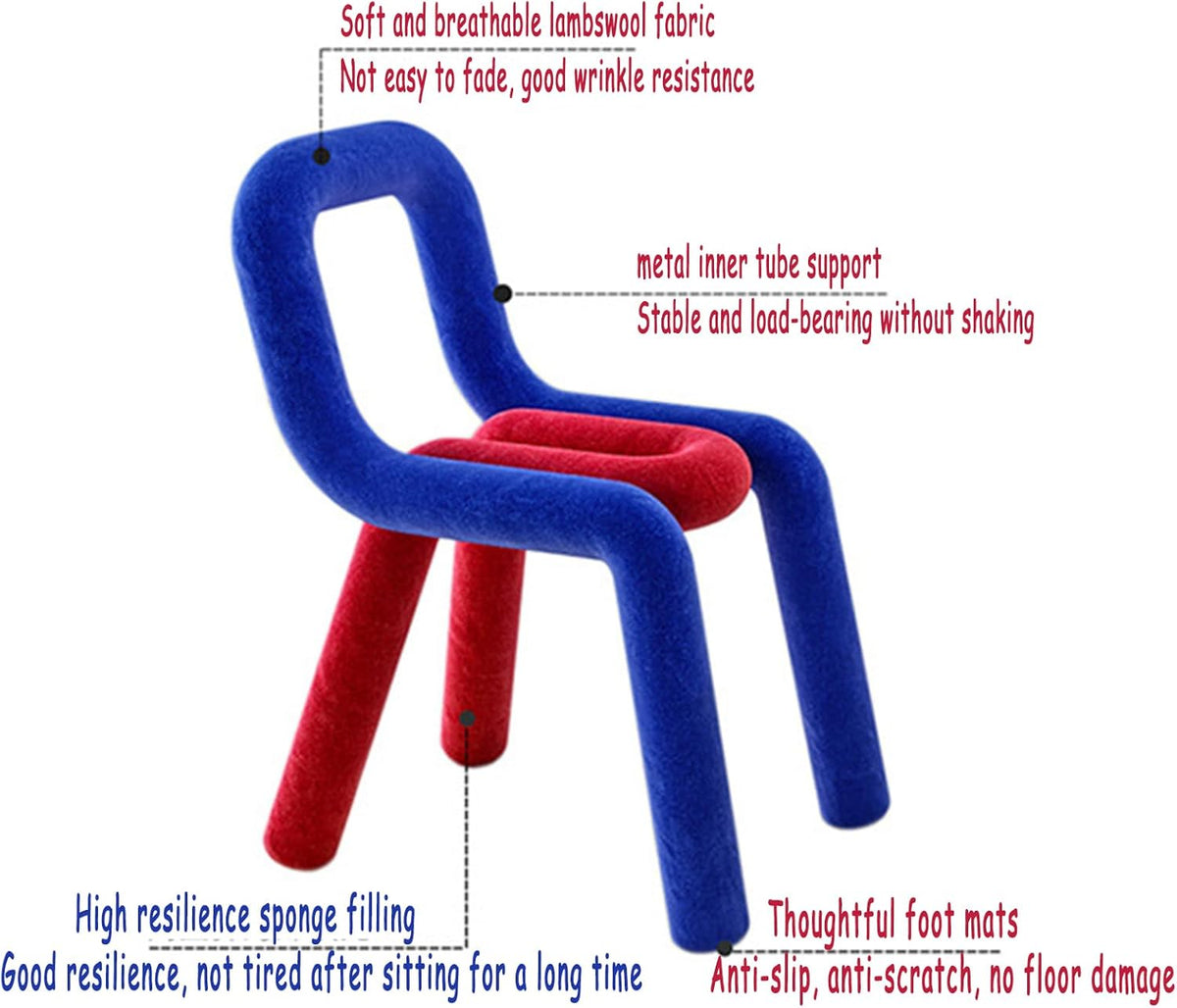 Chaise de coiffeuse pour chambre à coucher et salon avec repose-pieds - Siège confortable pour adultes - 46 x 76 cm - Bleu