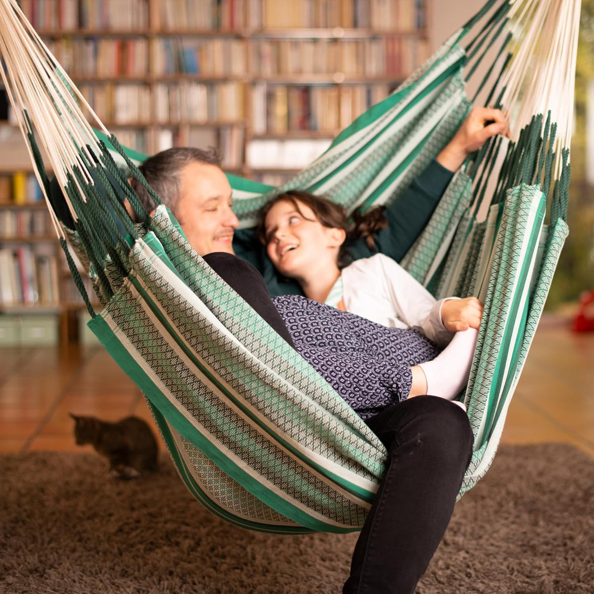 LA SIESTA® Habana - Chaise-Hamac Bio en Coton Comfort, Rotation à 360°, Design Courbé, Fabrication Colombienne - Agave, Comfort avec Fixation