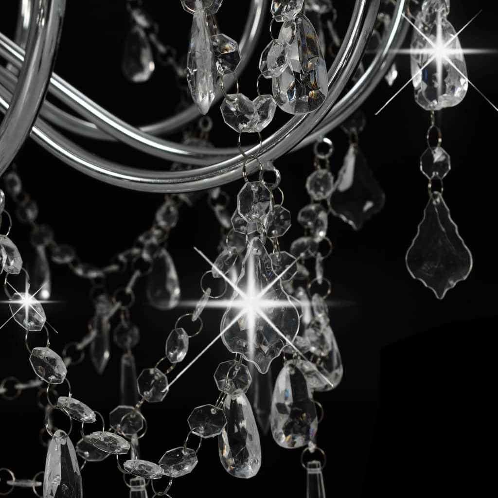 vidaXL Lustre avec Perles Lampe Suspendue Lustre Luminaire Eclairage Intérieur Salon Salle de Séjour Chambre à Coucher Maison Argenté