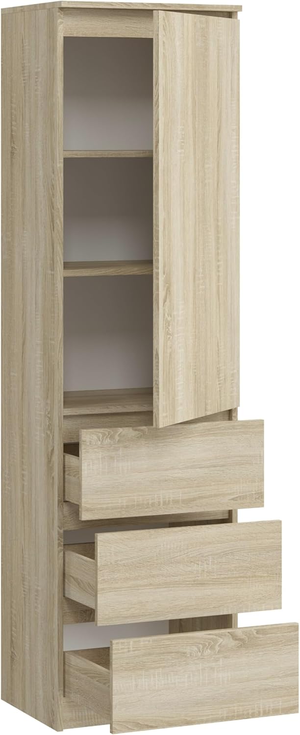 KUBUTKU Armoire multi-usages avec 3 tiroirs, 3 compartiments et portes, 180,5 x 50 x 40 cm, sonoma