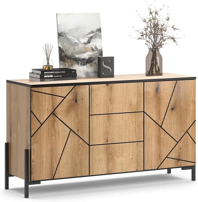 Vicco Commode avec tiroirs Hatto, Chêne, 124x69.6cm