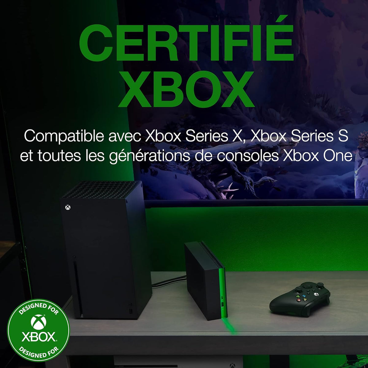Seagate Game Drive Hub 8To, Disque Dur Externe HDD, USB 3.2, Deux Ports USB-C et USB-A, certifié Xbox, LED RVB, Services Rescue (STKW8000402)
