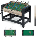 HOMASIS 2 en 1 Table de Jeu Multifonction Pliable avec 2 Boules et Marque-Points, Table de Billard avec 2 Queues et Triangle de Maison, 122 x 60,5 x 81,5 cm