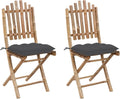 Chenshu Chaise Jardin Exterieur Chaise Exterieur Chaise de Jardin Chaises de Table de Jardin Chaises Pliables de Jardin 2 pcs avec Coussins Bambou LL