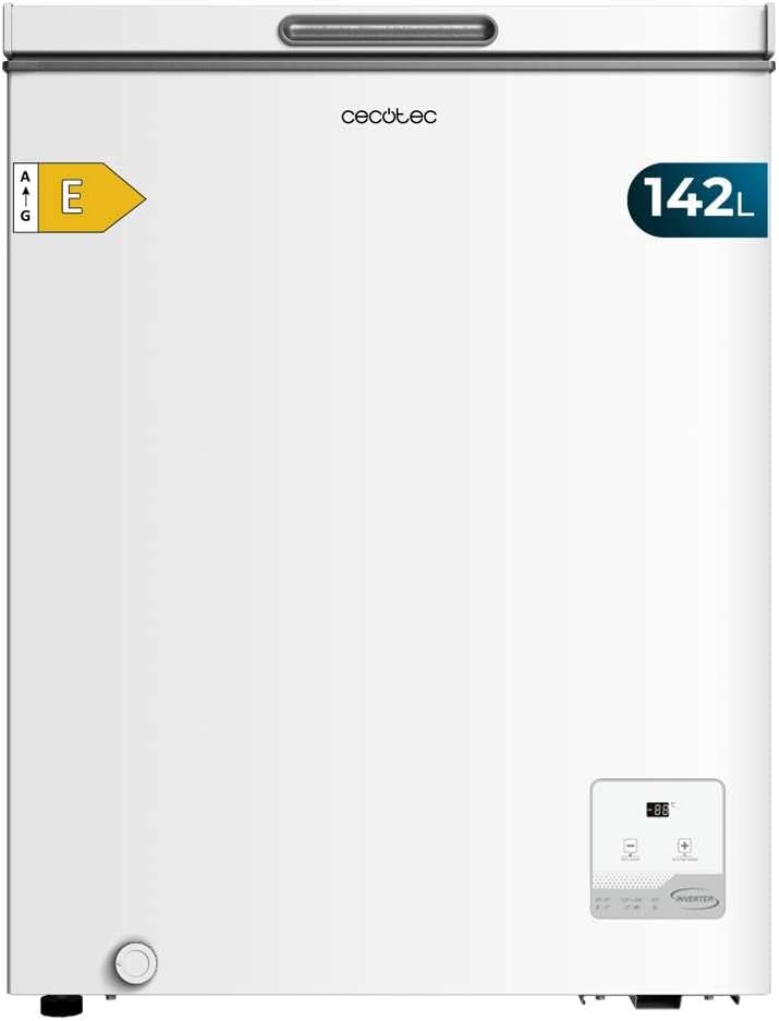 Cecotec Congélateur Horizontal Bolero CoolMarket Chest 142 Blanc E, Capacité 142 L, Mode Inverter Plus, Fonction Double, Congélation Rapide, Panier Intérieur, Contrôle Électronique, Classe E
