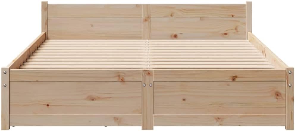 vidaXL Cadre de lit avec tiroirs 140x190 cm Bois de pin Massif, sommier, Cadre de lit Double, Cadre de lit en Bois Massif, Meuble de Chambre à Coucher