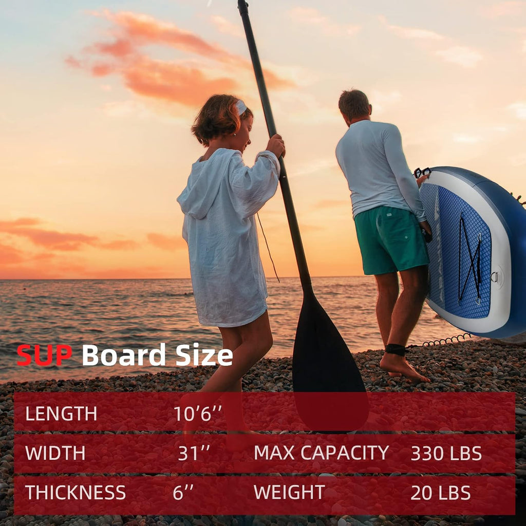 Abahub Planche de Sup Gonflable, 320x78x15cm Ensemble de Planche de Stand Up Paddle, Bleu/Vert/Orange avec Pagaie Aluminium Réglable, Siège Kayak