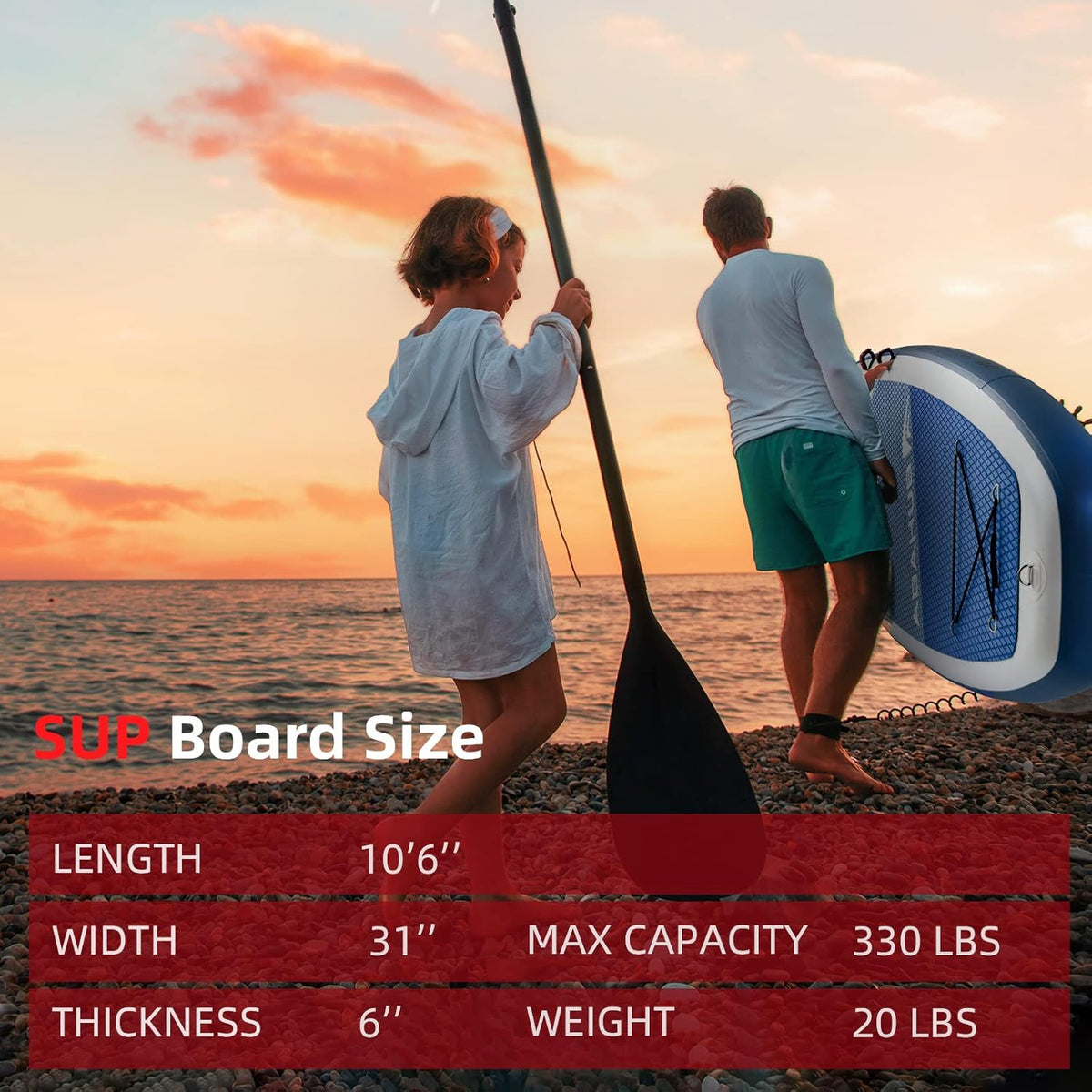 Abahub Planche de Sup Gonflable, 320x78x15cm Ensemble de Planche de Stand Up Paddle, Bleu/Vert/Orange avec Pagaie Aluminium Réglable, Siège Kayak