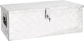 Homgoday Coffre-fort argenté 80 x 39 x 30 cm en aluminium, boîte de jardin, porte-outils de jardin, pouf d'extérieur, coffre d'extérieur