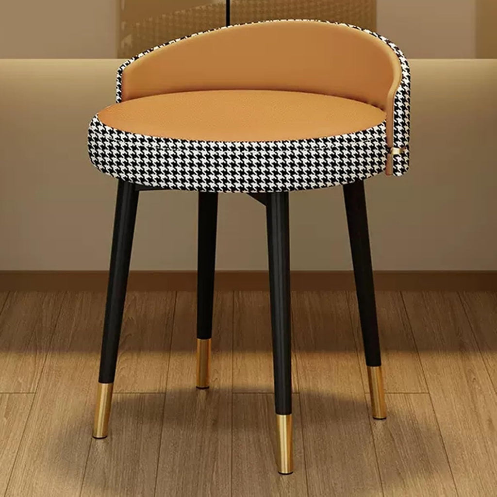 Tabouret de coiffeuse moderne orange à dossier bas avec pieds en métal – Siège fixe élégant, idéal pour la décoration de chambre à coucher et de salon, mobilier chic pour la maison