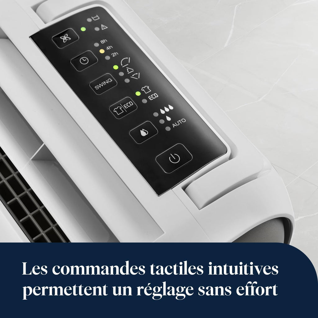 De’Longhi Tasciugo AriaDry Light - Déshumidificateur Portable pour la Maison, Zéolite et Ioniseur, Élimination Humidité 6L/24h, Séchage, Anti-Moisissure, Silencieux, Mode Swing, Minuteur, Gris (DNS65)